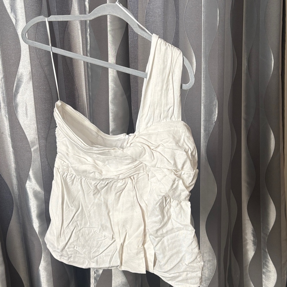 INC International Concepts White Ruched Blouse